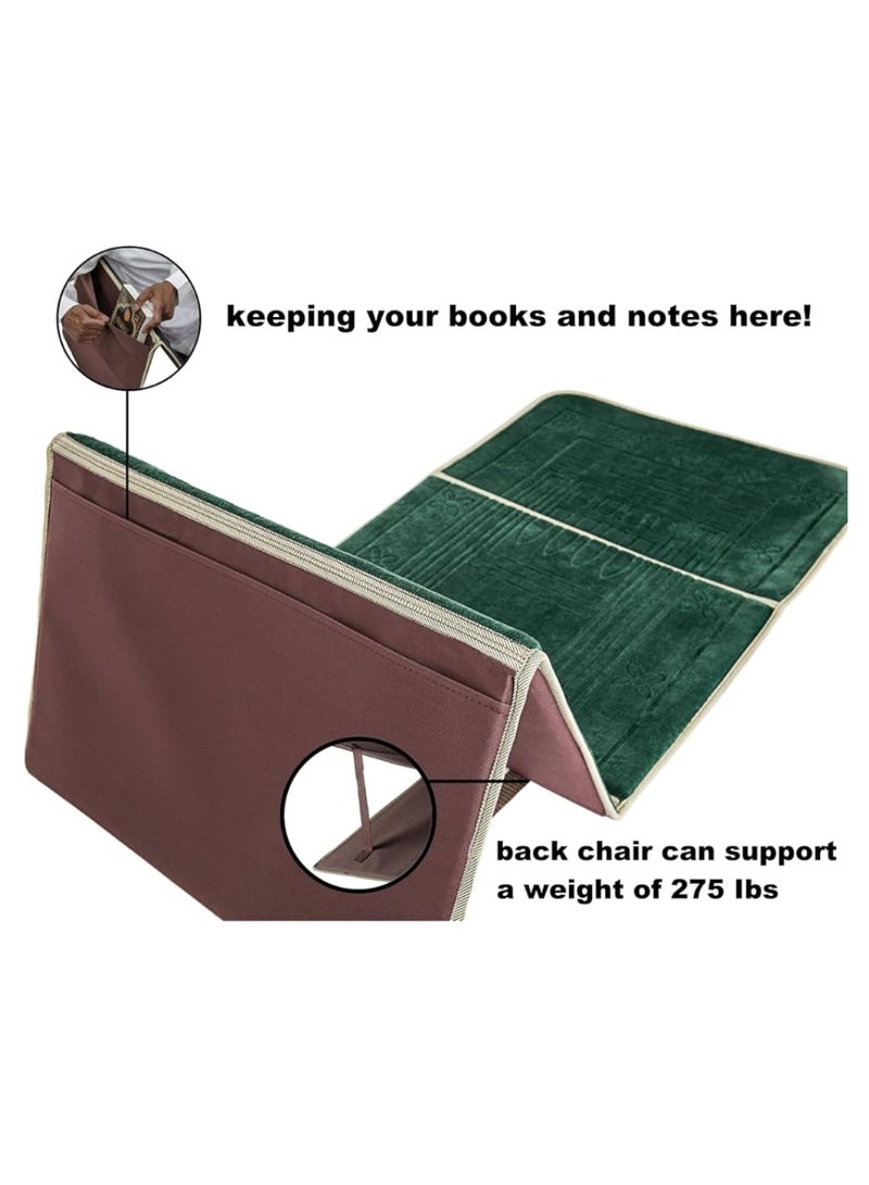 أومون سجادة صلاة قابلة للطي مع مسند ظهر مع حقيبة تخزين لتسهيل السفر، 41.93 × 21.26 بوصة، هدية رمضان الإسلامي/عيد (خضراء الجيش) - Image 3